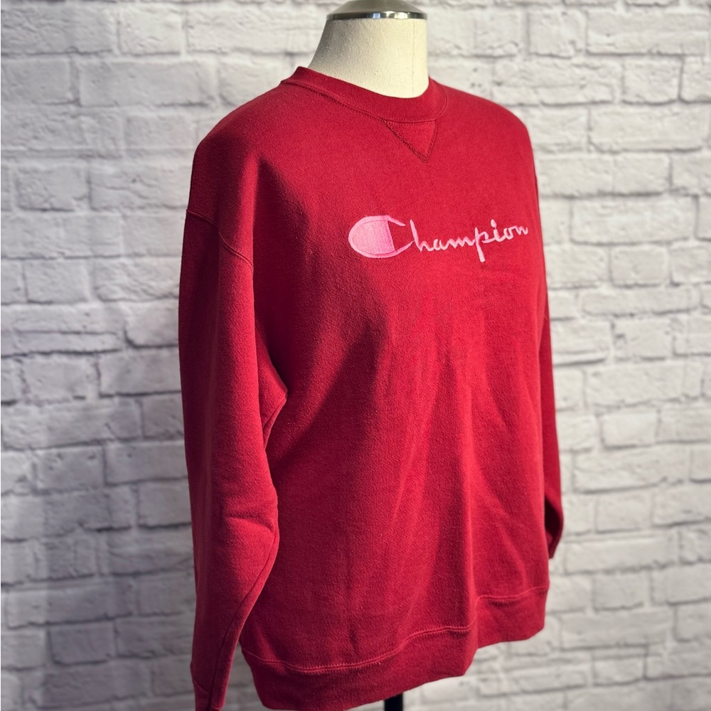 RARE VINTAGE PINK and RED Champion crew neck sweatshirt
